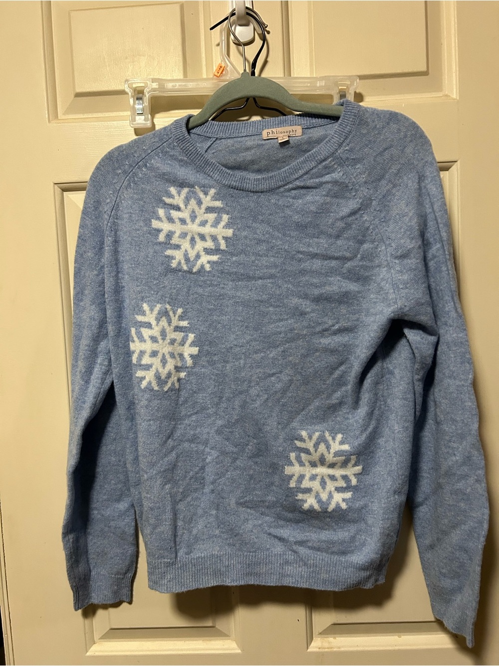 Philosophy Light Blue Snowflake Crewneck Sweater